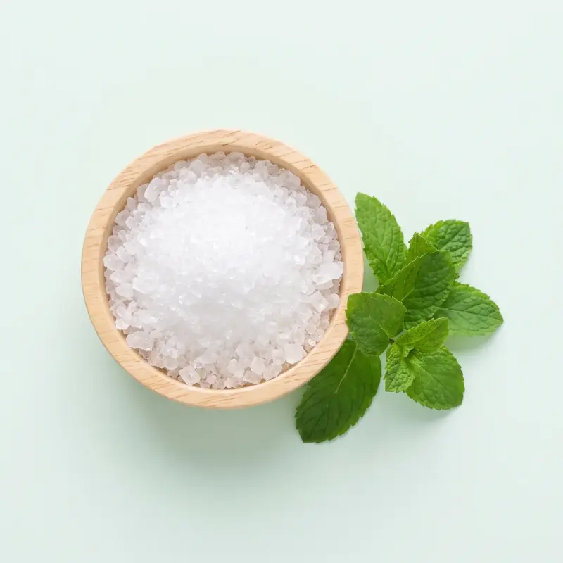 Xylitol crystals and mint