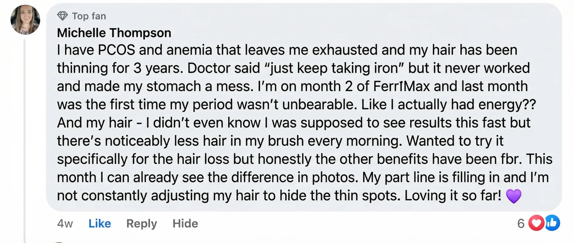 Facebook testimonial from a FerriMax user